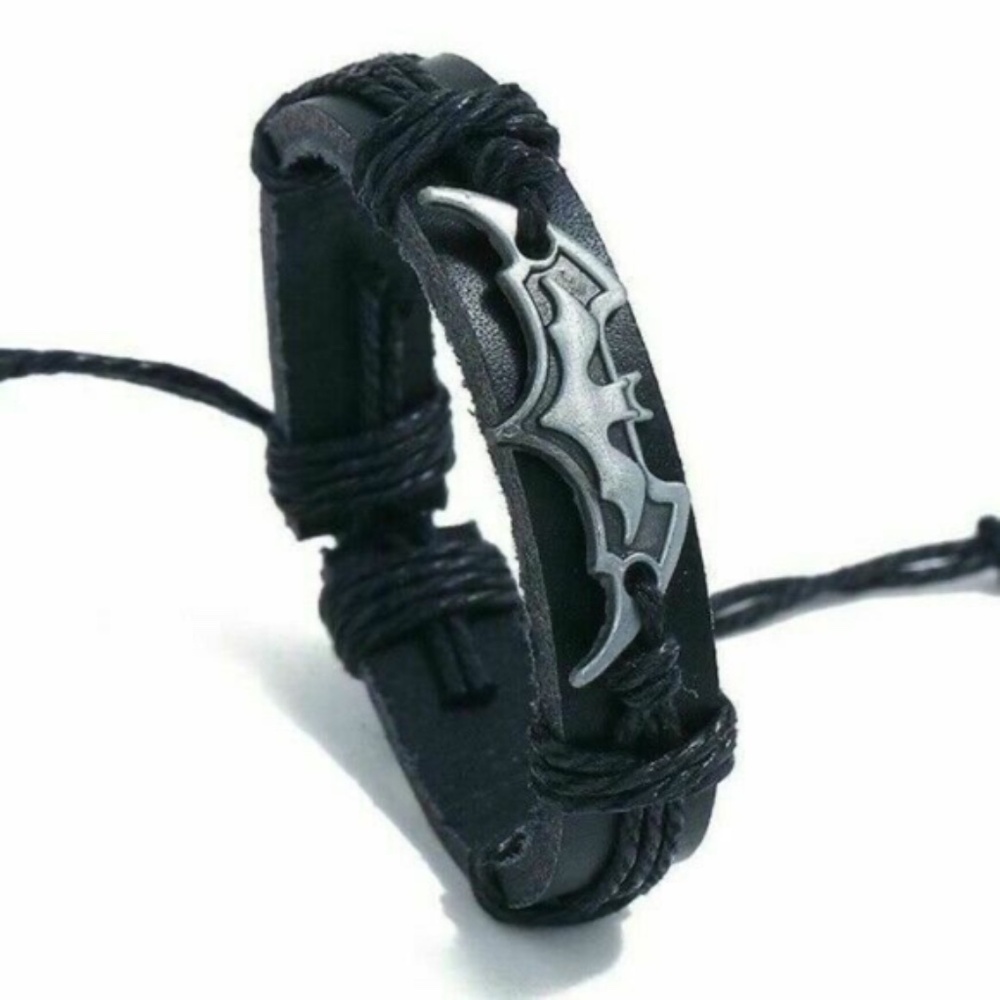 Batman‎ Bracelet Wristband Black Leather Wristband Jewelry